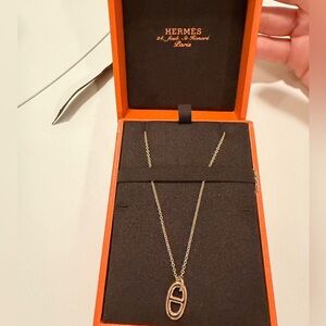 Hermes Gold Pendant Necklace